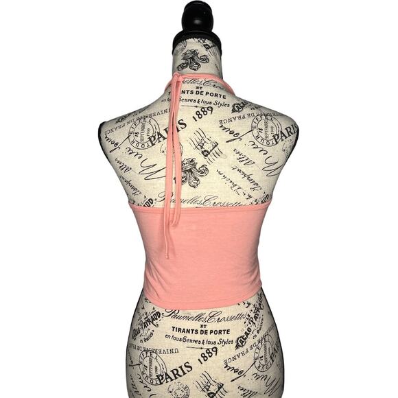 Isaac Morris (XS) USA Flag Graphic Crop Top Halter Neck Tie Sleeveless Tank - Picture 4 of 10